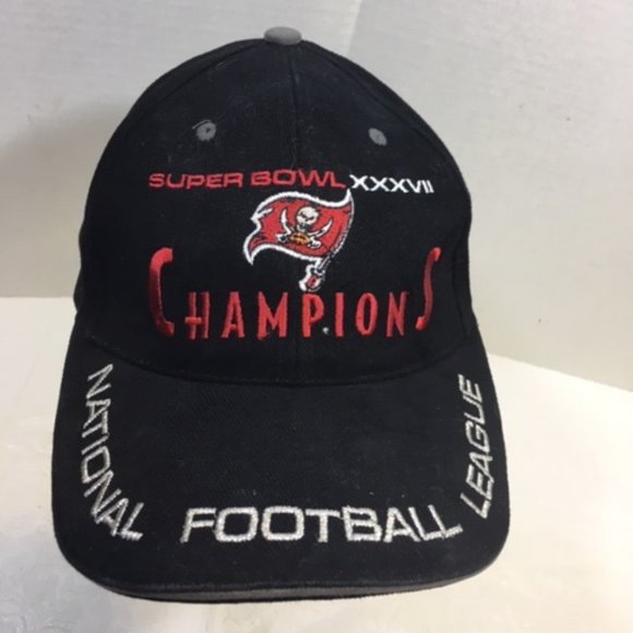 NFL Buccaneers Super Bowl XXXVII Champions Baseball Cap Hat Black - Picture 2 of 11